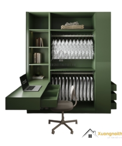 Tủ quần áo 4 buồng cửa mở kết hợp bàn làm việc màu 216ZN hiện đại, tiện nghi