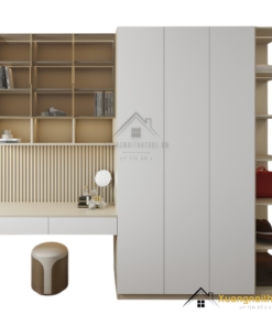 Tủ quần áo 4 buồng kết hợp bàn học màu 220MM, thiết kế hiện đại, phù hợp phòng ngủ và học tập