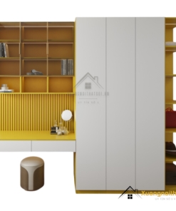 Tủ quần áo 4 buồng kết hợp bàn học màu 030PL hiện đại, đa năng, tiết kiệm không gian