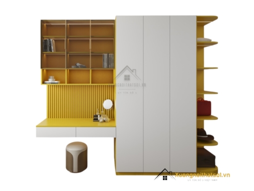 Tủ quần áo 4 buồng kết hợp bàn học màu 030PL hiện đại, đa năng, tiết kiệm không gian