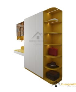 Tủ quần áo 4 buồng kết hợp bàn học màu 030PL thiết kế tiện lợi, phù hợp phòng ngủ hiện đại.