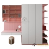 Tủ Quần Áo 4 Buồng MDF kết hợp bàn học màu 021T hiện đại và tiện lợi