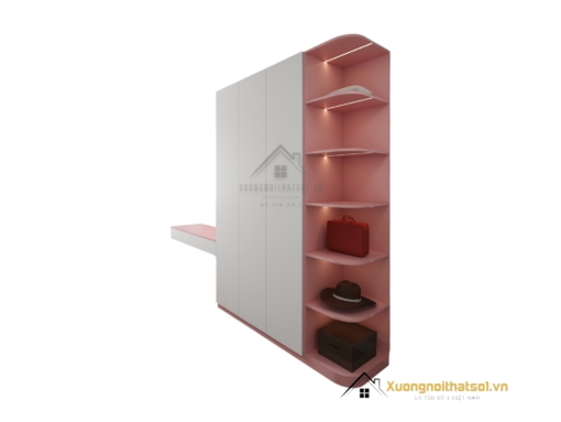 Tủ Quần Áo 4 Buồng MDF Kết Hợp Bàn Học Màu 021T thiết kế hiện đại, tiện lợi cho phòng ngủ và học tập