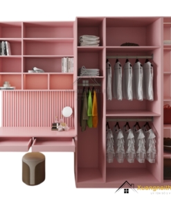 Tủ Quần Áo 4 Buồng MDF Kết Hợp Bàn Học Màu 021T (3)