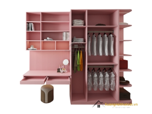 Tủ Quần Áo 4 Buồng MDF Kết Hợp Bàn Học Màu 021T (3)