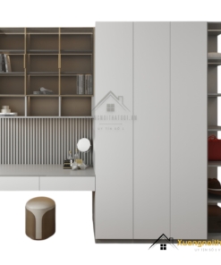 Tủ Quần Áo 4 Cánh Cửa Mở Kết Hợp Bàn Học Màu 203LU