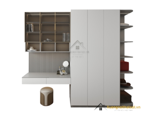 Tủ Quần Áo 4 Cánh Cửa Mở Kết Hợp Bàn Học Màu 203LU
