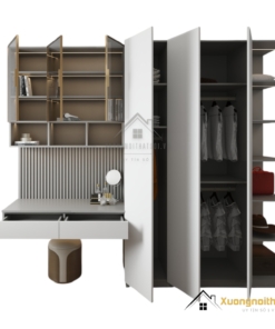 Tủ quần áo 4 cánh kết hợp bàn học màu 203LU hiện đại, tiết kiệm không gian, phù hợp cho phòng ngủ nhỏ.