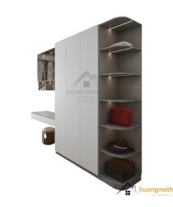 Tủ Quần Áo 4 Cánh Cửa Mở Kết Hợp Bàn Học Màu 203LU (3)