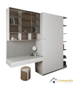 Tủ Quần Áo 4 Cánh Cửa Mở Kết Hợp Bàn Học Màu 203LU