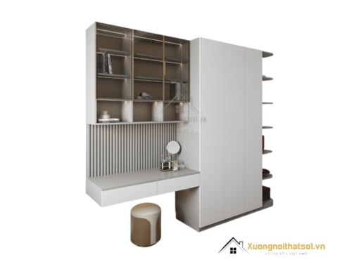 Tủ Quần Áo 4 Cánh Cửa Mở Kết Hợp Bàn Học Màu 203LU