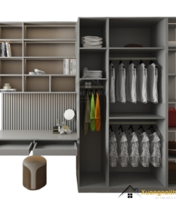 Tủ quần áo 4 cánh cửa mở kết hợp bàn học màu 203LU hiện đại, tiết kiệm không gian, phù hợp phòng ngủ trẻ em hoặc sinh viên.