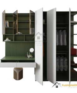 Tủ quần áo 4 cánh cửa mở kết hợp bàn học màu 216ZN, thiết kế thông minh và tiết kiệm không gian.