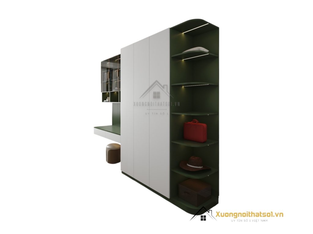 Tủ quần áo 4 cánh cửa mở kết hợp bàn học màu 216ZN, thiết kế thông minh tiết kiệm không gian, phù hợp phòng ngủ hiện đại