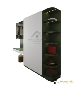 Tủ quần áo 4 cánh cửa mở kết hợp bàn học màu 216ZN, thiết kế thông minh tiết kiệm không gian, phù hợp phòng ngủ hiện đại