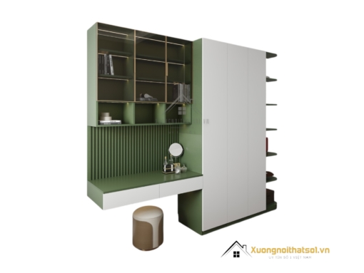 Tủ quần áo 4 cánh cửa mở kết hợp bàn học màu 216ZN hiện đại tiện lợi