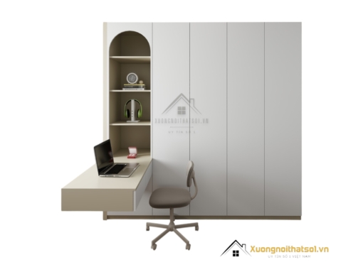 Tủ quần áo 4 cánh mở bằng gỗ kết hợp bàn học màu 220MM, thiết kế hiện đại, tiện ích cho phòng ngủ tại Hà Nội