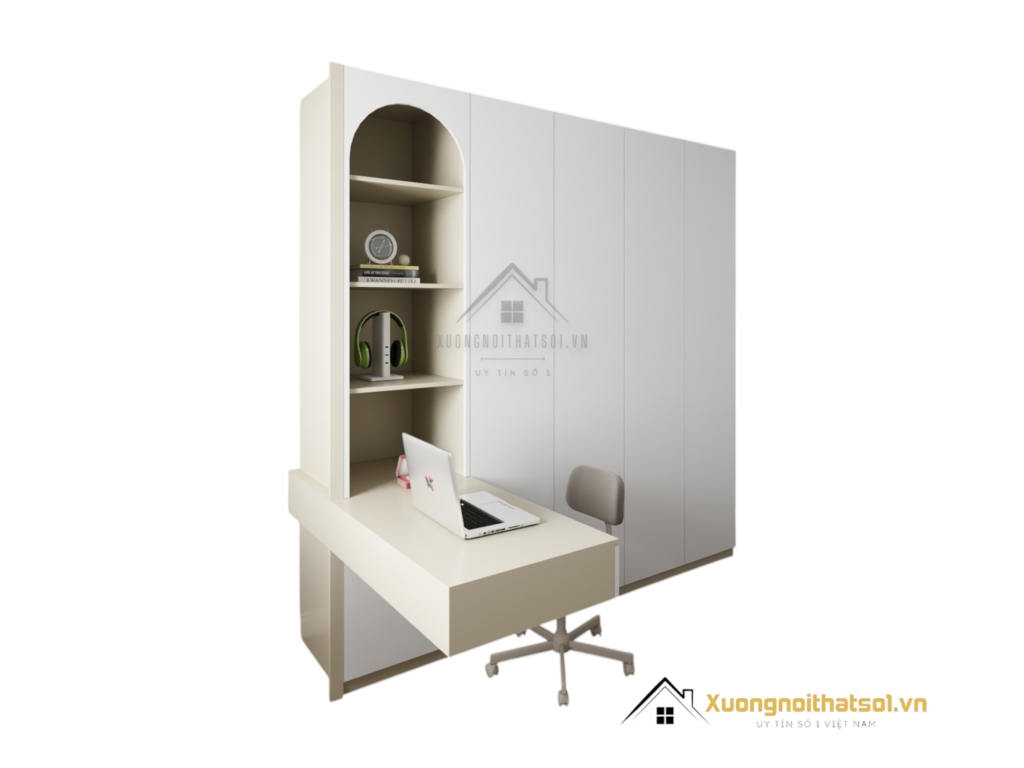 Tủ quần áo 4 cánh mở gỗ kết hợp bàn học màu 220MM Hà Nội
