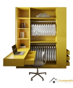 Tủ quần áo 4 cánh mở gỗ kết hợp bàn học màu 030PL hiện đại, tiện lợi, phù hợp phòng ngủ trẻ em và người lớn.