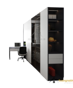 Tủ quần áo 4 cánh mở kết hợp bàn làm việc màu 200T hiện đại, tiết kiệm không gian, phù hợp mọi phòng ngủ.