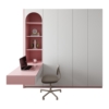 Tủ Quần Áo 4 Cánh Mở MDF Kết Hợp Bàn Học Màu 021T
