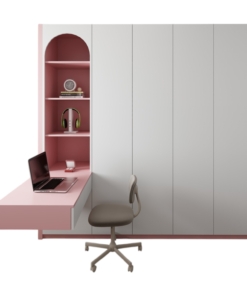 Tủ Quần Áo 4 Cánh Mở MDF Kết Hợp Bàn Học Màu 021T