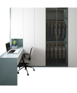 Tủ quần áo 4 cánh mở màu xanh Thái kết hợp bàn làm việc màu 212ZN hiện đại, tiện lợi, phù hợp không gian nội thất trẻ trung.