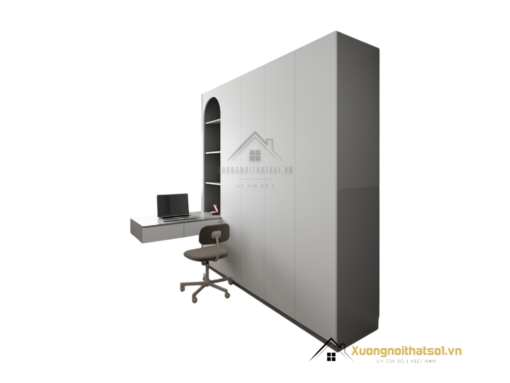 Tủ quần áo 4 cánh kết hợp bàn học màu 203LU hiện đại, tiện dụng, phù hợp không gian phòng ngủ trẻ em.