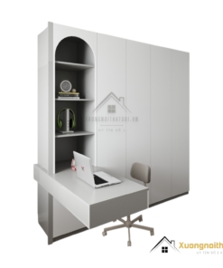 Tủ quần áo 4 cửa mở kết hợp bàn học màu 203LU hiện đại, tiện lợi cho không gian sống gọn gàng.