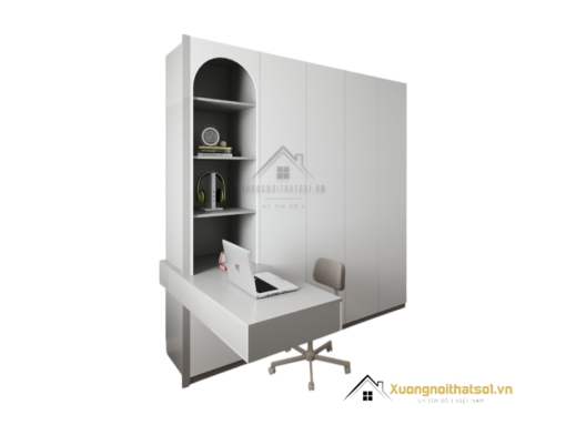 Tủ quần áo 4 cửa mở kết hợp bàn học màu 203LU hiện đại, tiện lợi cho không gian sống gọn gàng.
