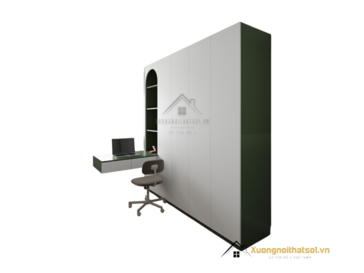 Văn bản thay thế: Tủ quần áo 4 cửa mở kết hợp bàn học màu 216ZN, thiết kế hiện đại và tiện ích cho không gian sống.