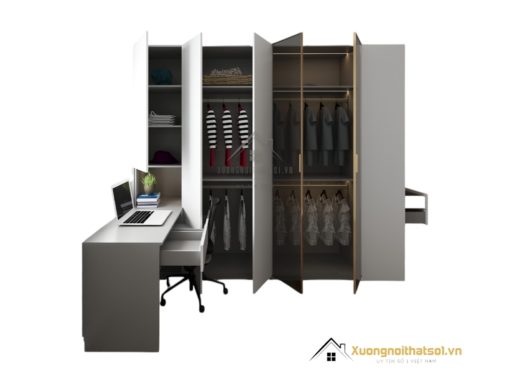 Tủ quần áo 4 cánh kết hợp bàn làm việc màu 203LU, thiết kế hiện đại, tối ưu không gian sống.