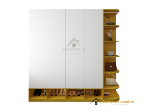 Tủ quần áo bo cạnh góc màu 030PL hiện đại, thiết kế tối ưu không gian lưu trữ.