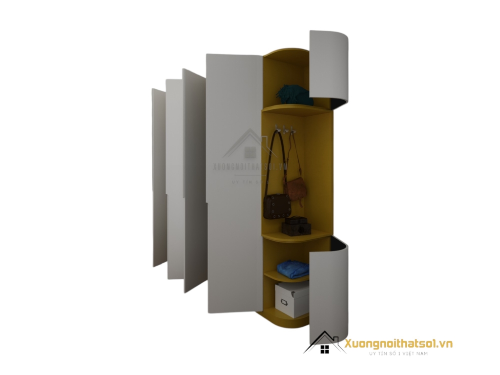 Tủ quần áo bo cạnh màu 030PL thiết kế hiện đại, phù hợp không gian sống tối giản.