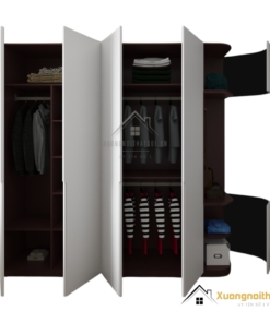 Tủ quần áo bo cong chung cư đẹp màu 219ZN, thiết kế hiện đại tiết kiệm không gian