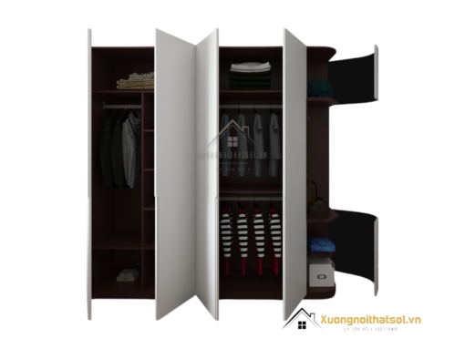 Tủ quần áo bo cong chung cư đẹp màu 219ZN, thiết kế hiện đại tiết kiệm không gian