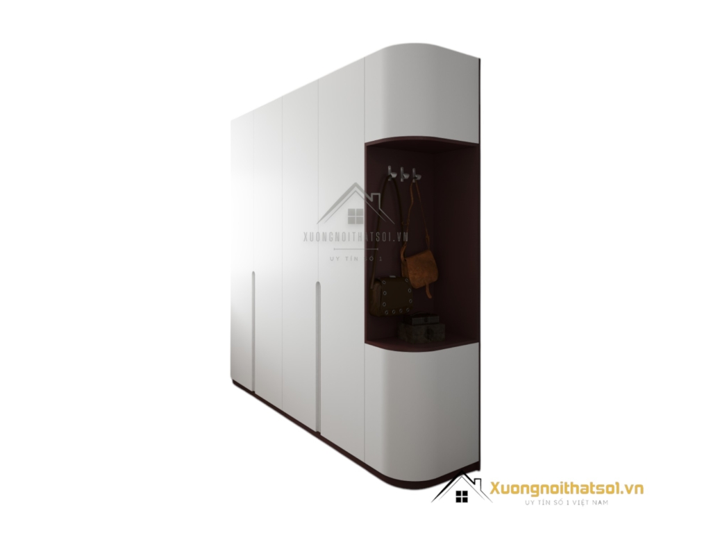 Tủ quần áo bo cong đẹp cho chung cư màu 219ZN với thiết kế hiện đại, tiết kiệm không gian
