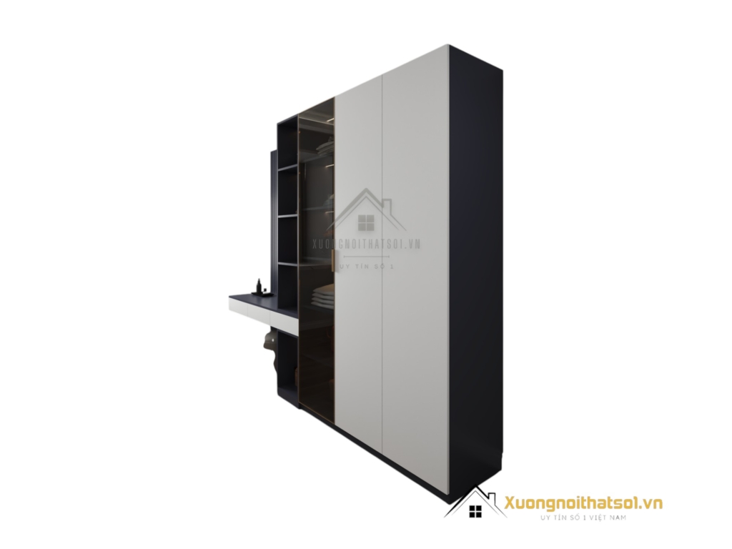 Tủ quần áo cánh mở kết hợp bàn phấn có đèn LED hiện đại tại Hà Nội, mẫu 200T sang trọng, tiện nghi.