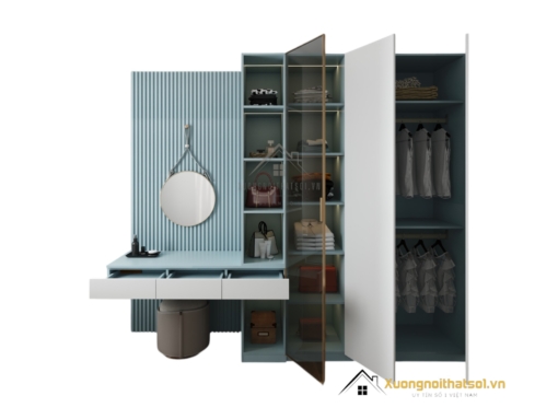Tủ quần áo cánh mở kết hợp bàn phấn có đèn LED hiện đại tại Hà Nội, mẫu 212ZN, thiết kế thông minh, tiện nghi.