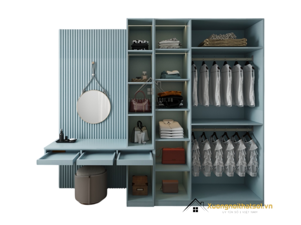 Tủ quần áo cánh mở kết hợp bàn phấn có đèn LED hiện đại tại Hà Nội, mẫu 212ZN, thiết kế tiện nghi và sang trọng.