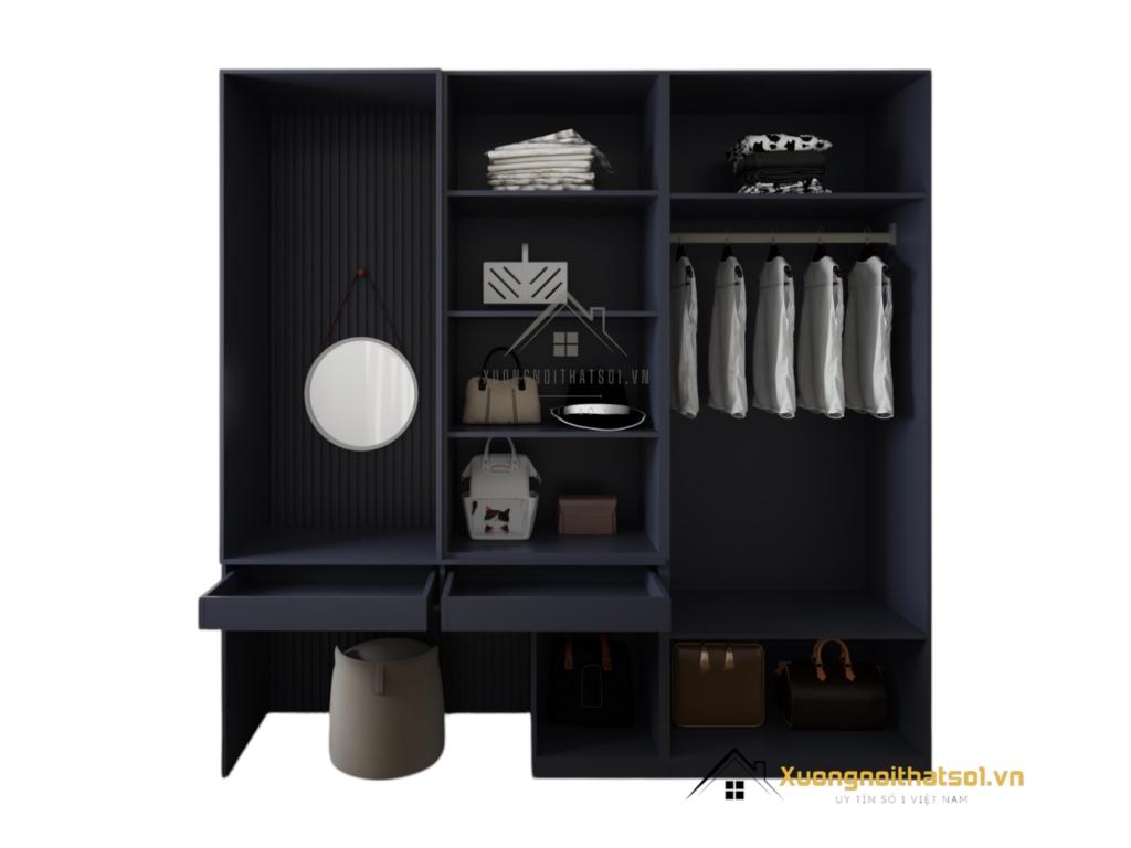 Tủ quần áo cánh mở kết hợp bàn trang điểm hiện đại màu trắng tại Hà Nội