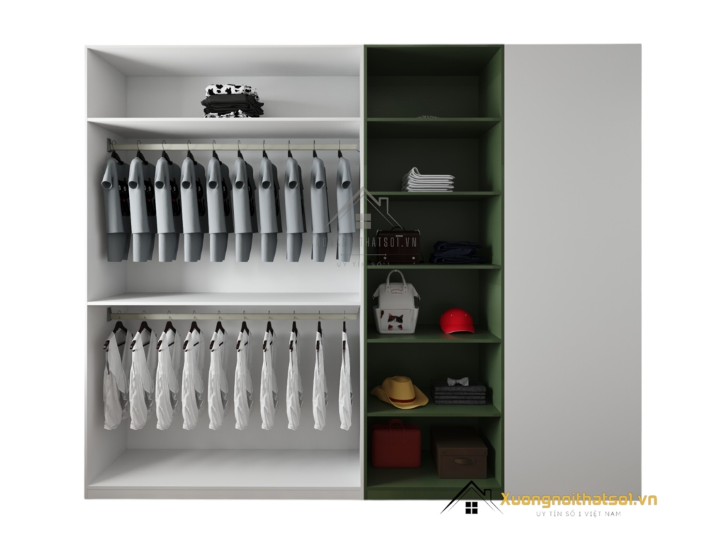 Tủ quần áo cửa mở gỗ công nghiệp màu 216ZN, thiết kế đơn giản, giá xưởng.