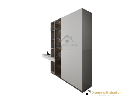 Tủ quần áo cửa mở kết hợp bàn phấn có đèn LED hiện đại tại Hà Nội, mẫu 203LU (3) sang trọng, tiện nghi.