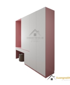 Tủ quần áo cửa mở kết hợp bàn phấn đẹp hiện đại màu trắng tại Hà Nội, mã 021T (10)
