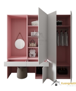 Tủ quần áo cửa mở kết hợp bàn phấn hiện đại màu trắng đẹp tại Hà Nội mẫu 021T