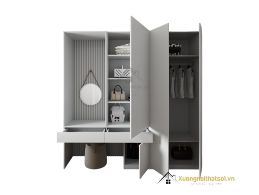 Tủ quần áo cửa mở kết hợp bàn phấn hiện đại tại Hà Nội, mẫu 206ZN, thiết kế sang trọng, tiện nghi.