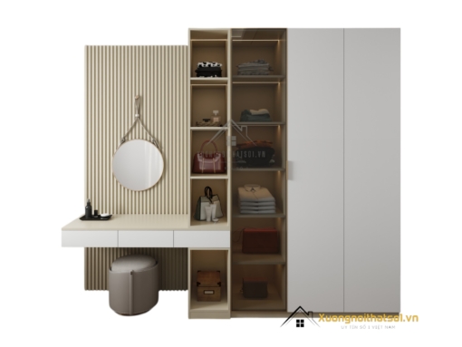 Tủ quần áo kết hợp bàn phấn có đèn LED hiện đại tại Hà Nội, thiết kế rộng 220mm, tiện nghi và sang trọng.