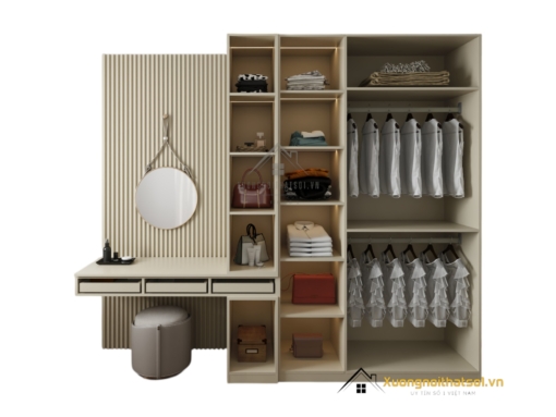 Tủ quần áo kết hợp bàn phấn có đèn LED hiện đại tại Hà Nội, thiết kế thông minh, tiện lợi và đẹp mắt