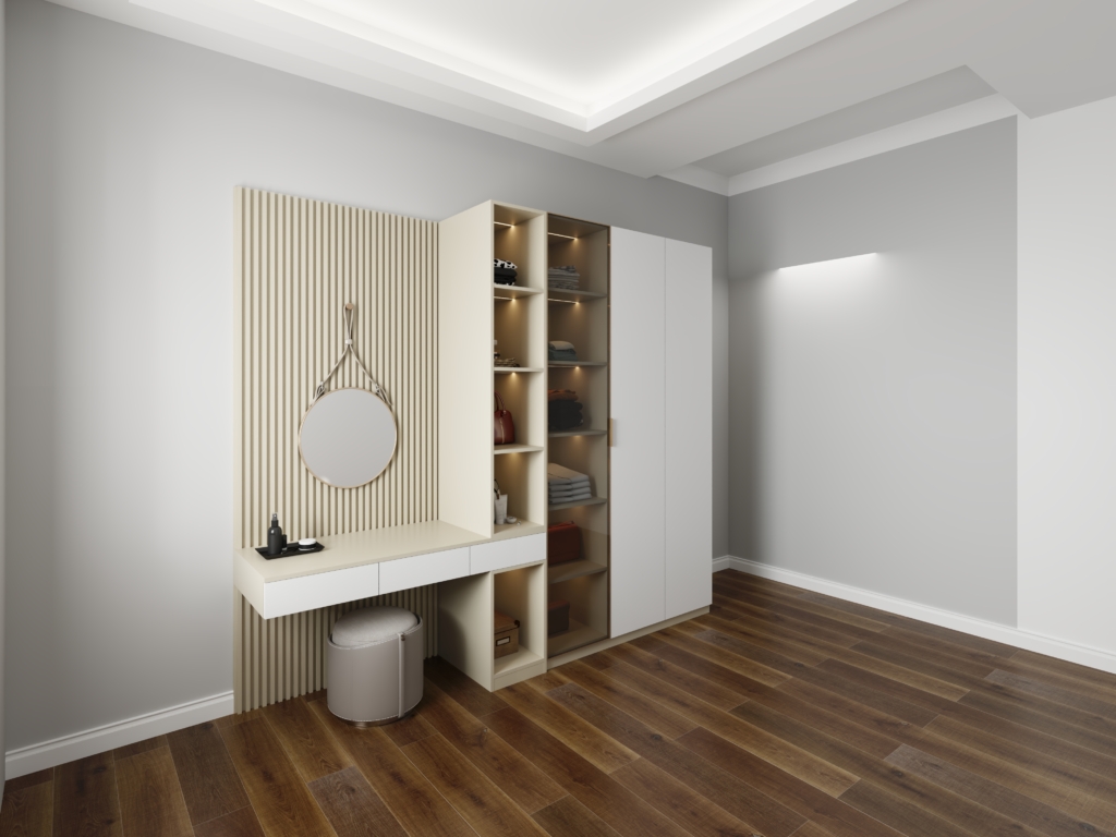 Tủ quần áo kết hợp bàn phấn có đèn LED hiện đại, thiết kế đẹp tại Hà Nội, mẫu 220MM