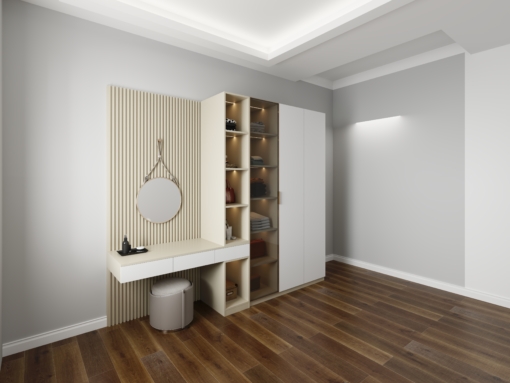Tủ quần áo kết hợp bàn phấn có đèn LED hiện đại, thiết kế đẹp tại Hà Nội, mẫu 220MM